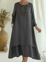 Sienna - langärmeliges Midi-Kleid mit weicher Haptik – Grau