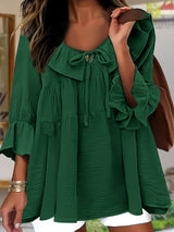 Garbine – Elegante Bluse Mit Rüschen Am Ausschnitt – Grün