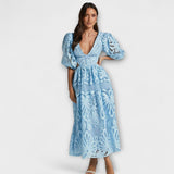 Elegantes Kleid mit feinen Akzenten – Blau
