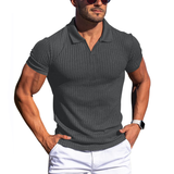 Johan Ribbed Polo mit Kurzarm – Dunkelgrau
