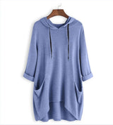 Katinka - Damen Sweatshirt Unregelmäßige Taschen – Hellblau