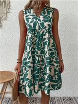 Sorene | Elegantes Fließendes Kleid mit Blumenmuster – Grün