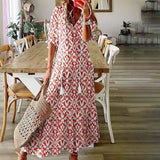 Luna | Elegantes Boho-Kleid mit figurfreundlichem Design – Rot