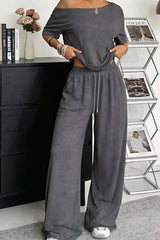 Cosima - Locker geschnittenes Set aus Oberteil und Hose – Dunkelgrau