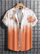 Tropisches 3D-Blumen-Hawaii-Hemd – Stil und Komfort in einem – Weiß Orange