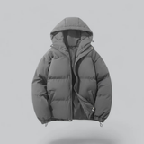 Herrenwinterjacke mit Kapuze | Reißverschlussform – Grau