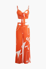 Bailey | Zweiteiler mit Knoten-Top & Bambusprint-Hose – Orange