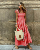 Sabrina - Charmantes Maxikleid mit Gingham-Print – Rot