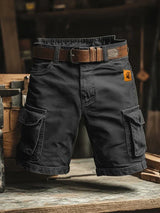 Leo | Retro Cargo-Shorts mit vielen Taschen – Schwarz