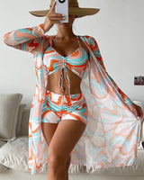 Lydia | 3-teiliges Bikini-Set mit Druck – Orange