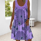 Paduch – Lässiges ärmelloses Sommer Kleid Mit Drucken – Lila