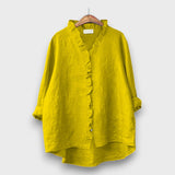 Jagina – Lockere Bluse mit Volantkante – Gelb