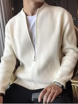 MARENZO – Der strick-cardigan für moderne männer – Weiß