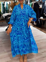 SELVIANNE - Künstlerisches Druckkleid – Blau