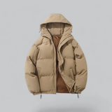 Herrenwinterjacke mit Kapuze | Reißverschlussform – Khaki