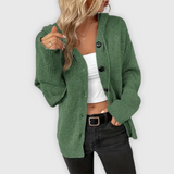 Susy | Eleganter Langarm-Hoodie mit Knopfdetails – Grün