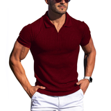 Johan Ribbed Polo mit Kurzarm – Rot