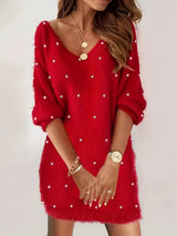 Antigone | Elegantes Blusen-Kleid mit V-Ausschnitt – Rot