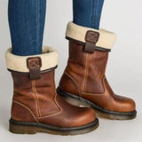 Uma – faltbare damenstiefel aus leder – Braun