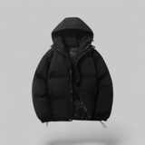 Herrenwinterjacke mit Kapuze | Reißverschlussform – Schwarz