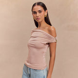 Dyana | Top Entblößte Schultern Gerafft – Rose lotus