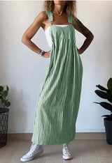 Iris - Lässiges gestreiftes Hosenträgerkleid – Grün