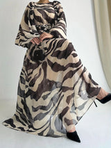 Elisire – Chiffon-Maxikleid mit künstlerischem Druck – Schwarz