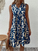 Sorene | Elegantes Fließendes Kleid mit Blumenmuster – Blau