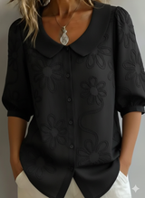 Blerta – Bluse Mit Blumen Muster Und Natürlicher Eleganz – Schwarz
