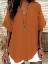 Xalina - Bluse mit weicher Haptik und Ausschnitt-Detail – Orange