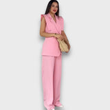 Olanda – Zweiteiler mit Oversize-Blazer und weiter Hose – Rosa