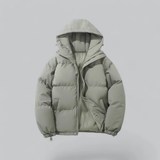 Herrenwinterjacke mit Kapuze | Reißverschlussform – Grün