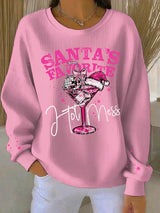 Noa - Weihnachts-Pullover mit festlichem Druck – Rosa