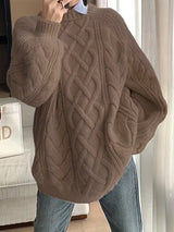 Elayra - Locker Sitzender Strick Pullover – Braun