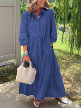Amara | Maxi Kleid aus Baumwolle für den Alltag – Dunkelblau