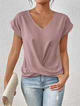 Helena | Lässiges T-Shirt mit herzförmigem Ausschnitt – Rosa