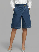 Berenice - Jeans-Wickel-Skort – Marineblau