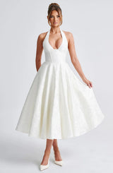 Julieta - Midikleid mit Neckholderausschnitt – Blanco