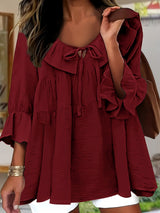 Garbine – Elegante Bluse Mit Rüschen Am Ausschnitt – Burgunder