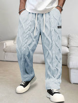 Zecharia - Hose Mit Geometrischem Muster Und Elastischem Bund – Blau