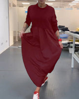 Daciana - Lässiges Langes Sommerkleid – Rot