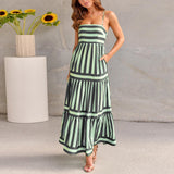 Sabrina - Maxikleid mit frischem Streifenmuster und eleganter Passform – Schwarz