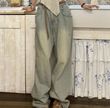 Antonia : Baggy-Jeans mit geradem Bein und Hängeeffekt – Blau