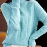 Karmen - Gemütlicher Retro-Strickpullover – Seeblau