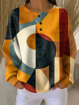 Lærke™ - Waffelpullover mit geometrischem Muster – Orange
