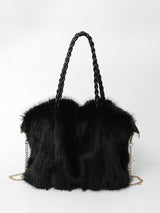 Elisa | Vielseitige Velours-Schultertasche – Schwarz