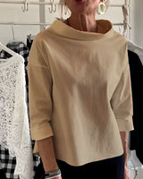 Orinda - Elegantes Damen-Top mit halbem Rollkragen – Khaki