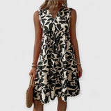 Milcah | Sommerkleid Blattdruck – Schwarz