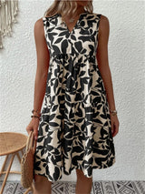 Sorene | Elegantes Fließendes Kleid mit Blumenmuster – Schwarz