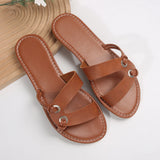 Alma - Weiße flache Sandalen mit Schnallenverschluss und Boho-Stil – Hellbraun